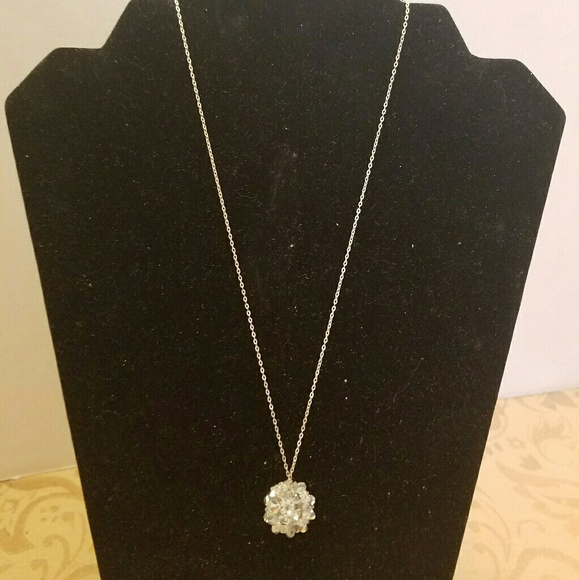 925 necklace with a crystal ball  pendent - Picture 1 of 6